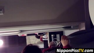 Cute Japanese pissing on the floor and afterward tidying up