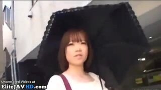 Japanese busty babe accepts sex with random guy