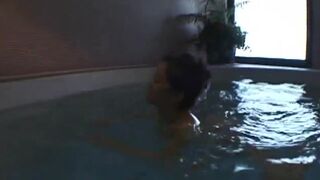 Busty japanese fuck slut is doggystyled in pool