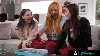 GIRLSWAY - MILF Babysitter Lauren Phillips Wants Teen Neighbors Lily Larimar & Maya Woulfe's Pussies