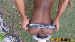 Rough outdoor sex with African babe