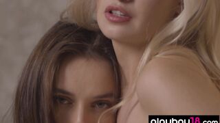 Ukrainian lesbian caressing her GFs tits