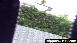 Youthful Japanese darling peeing on walkway with no disgrace by any means