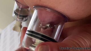 Pierced Nipples Strong Sucking by Strong Pump