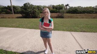 Busty nerdy girl fuck for cash