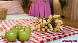 Indoor picnic with Victoria Voxxx and Lilly Bell