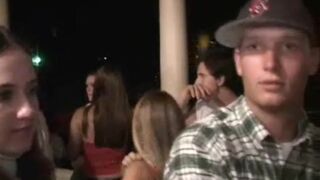 Kissing coed teens get busy in amateur party