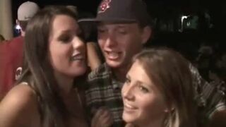 Kissing coed teens get busy in amateur party