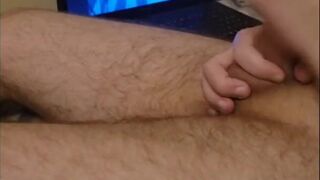 Solo guy jerk off a big cock, massages balls and moans from orgasm. - Mazarini - HD