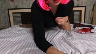 Big tits secretary in sexy lingerie masturbates asmr style
