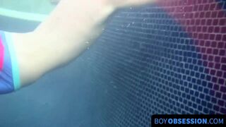 After going swimming blonde twinky strokes his cock