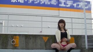 Japanese Crossdresser Outdoor Flashing.