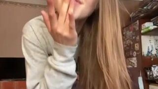 Hot Teen Fingers Her Ass On A Live Show