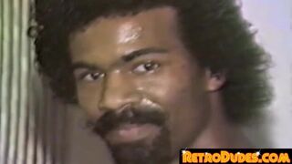 Ebony man with a hard cock masturbates in a vintage solo