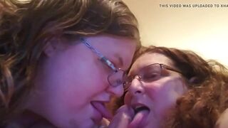 Two Girls licking cock