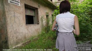 big boob brunette urbex masturbation