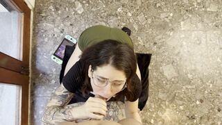 Gamer girl gives you a blowjob because she loves your cock - Emma Fiore