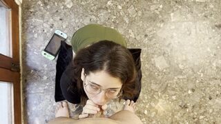 Gamer girl gives you a blowjob because she loves your cock - Emma Fiore