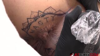 Kitty Jaguar gets a tattoo on her asshole