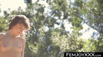 A Sensual Display Of Body Language Is Made By A Brunette Babe In Nature