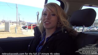 skinny mall worker masturbating in car