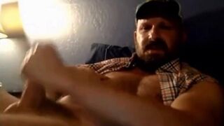 Bearded Trucker Self Facial Jerk Off & Cum