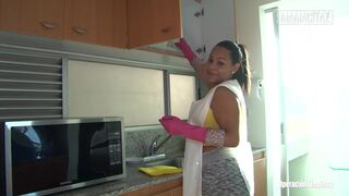 Teen Maid Andrea Flores Facialized After Oily Hardcore Fuck with Houseowners