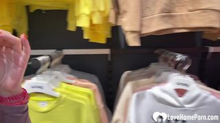 Gf gives a blowjob in the changing booth