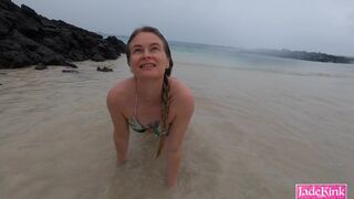 Sexy Girlfriend Walking Nude and flashing on Nude Beach