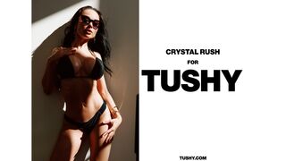 Sensual busty brunette Crystal Rush is enjoying intensive anal