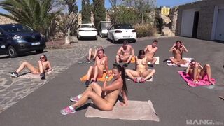 Naked Outdoor Yoga Starring Nikki Sweet, Mia Melone And Alexis Cherry