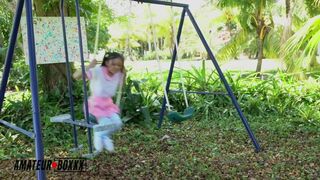 Lulu having orgasm on swing