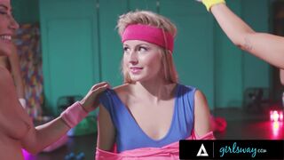 GIRLSWAY - Petite Blonde Discovers Her Retro Training Class Always End With An Amazing Orgy