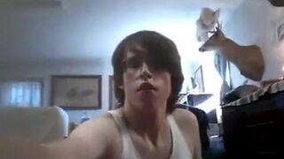 Crossdressing Twink Masturbates on Webcam