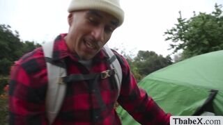Busty Camper gets analed by friend inside the tent