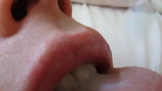 Amateur Creamy Close-Up: Slow-Mo Cum Swallowing!