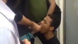 Public Restroom Blowjob by Amateur Gay Couple