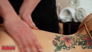 DOG HOUSE - Beautiful Tattooed Babe Maddy May Gets A Full Body Massage From Brad Sterling