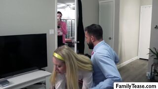 Stepdad spank and fuck his stepteen and her friend