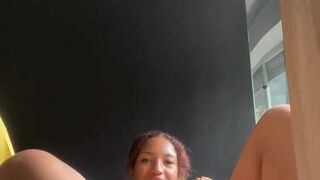 Ebony slut get load of cum after blowjob and hard pounding