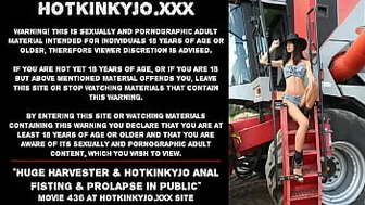 Huge harvester & Hotkinkjo results with anal fisting & prolapse in public