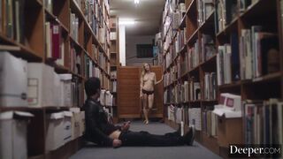 Beautiful blonde Karla Kush gets her hole fucked in the library