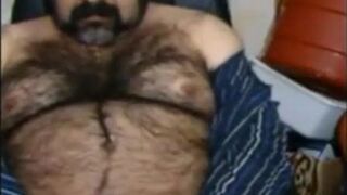 Hairy Bear Daddy Stroking Big Cock