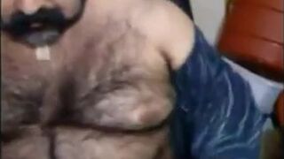 Hairy Bear Daddy Stroking Big Cock