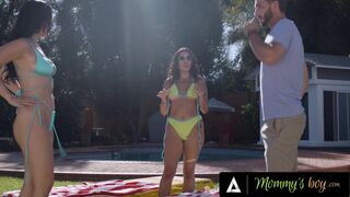 MOMMY'S BOY - Sexy Vanessa Sky Has Outdoor FFM Threesome With MILF Bestie & Her Hung Pervert Stepson