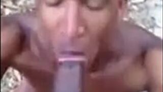 Big Dick Sucking Latino Goes for a Black Cock