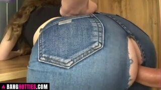 Hot Teen Stepdaughter Fucked Through a Hole in Jeans POV - Anny Walker