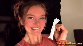 Tampon Play & Masturbation! Sexy White Babe Emily R Orgasms On Webcam Solo