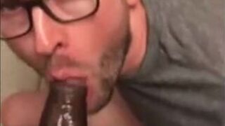 Black Guy Fucks White Guy's Mouth with Big Cock