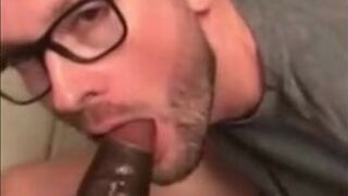 Black Guy Fucks White Guy's Mouth with Big Cock